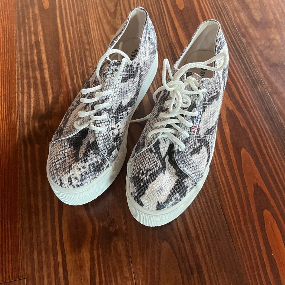 Superga Snake Print Platform Sneakers